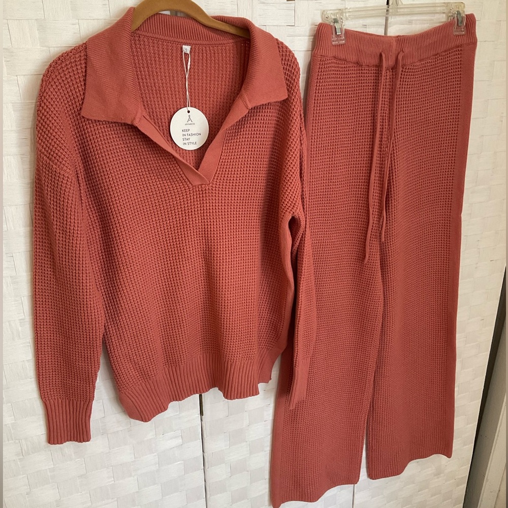 Cozy Collared Knit Sweater in Dusty Rose